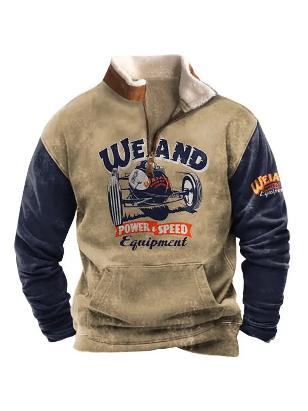 Men's Half Zip Sweatshirt Vintage Racing Weiand Print - Timetomy.com 