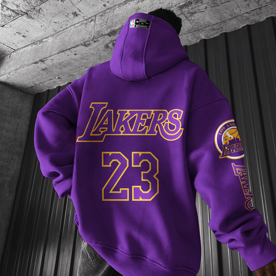 

Oversized Comfortable Casual Basketball Lakers Hooded Sweatshirt Pullover