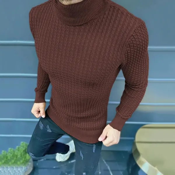 High Collar Tight Simple Knitted Sweater - Spiretime.com 