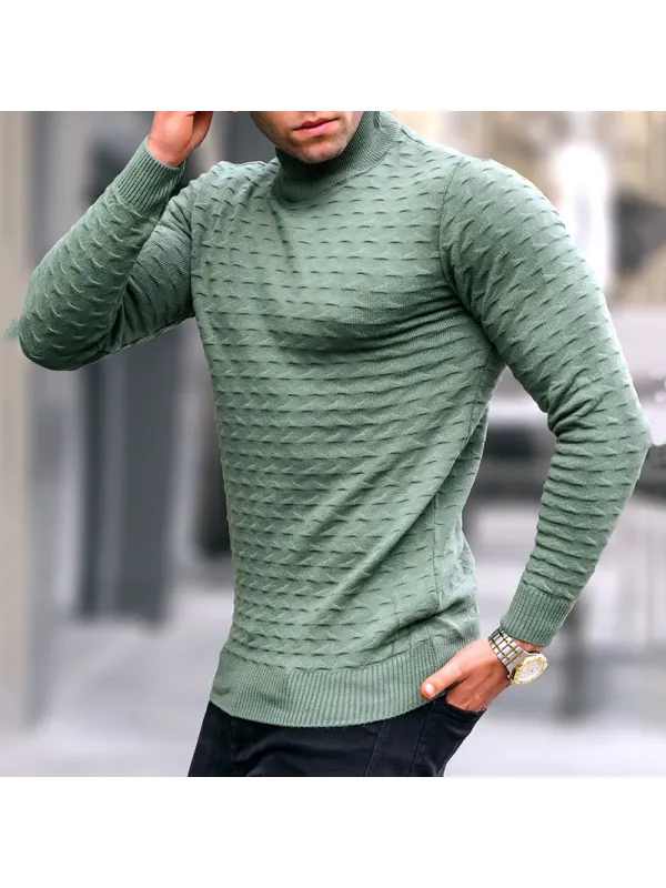 Casual Solid Color Tight Turtleneck Sweater - Anrider.com 