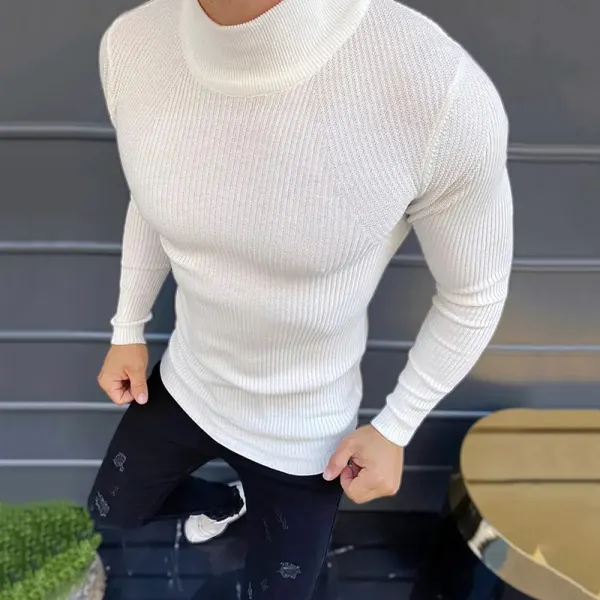 Men's Solid Color Casual Bottoming Sweater - Ootdyouth.com 