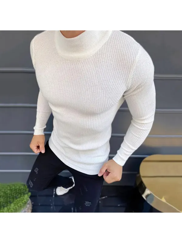 Men's Solid Color Casual Bottoming Sweater - Spiretime.com 