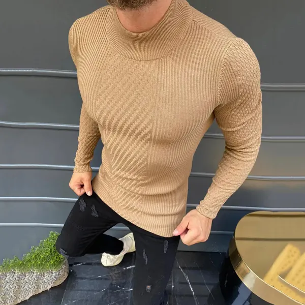 Men's Turtleneck Simple Knitted Sweater - Spiretime.com 