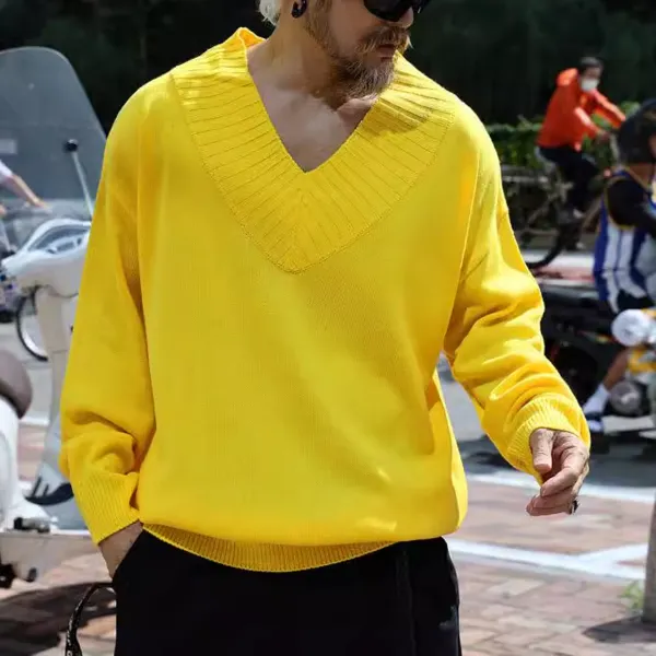 Men's V-neck Autumn And Winter Warm Sweater - Ootdyouth.com 