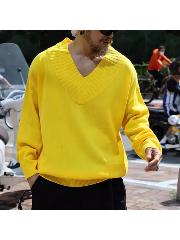 Men's V-neck Autumn And Winter Warm Sweater - Ootdmw.com 