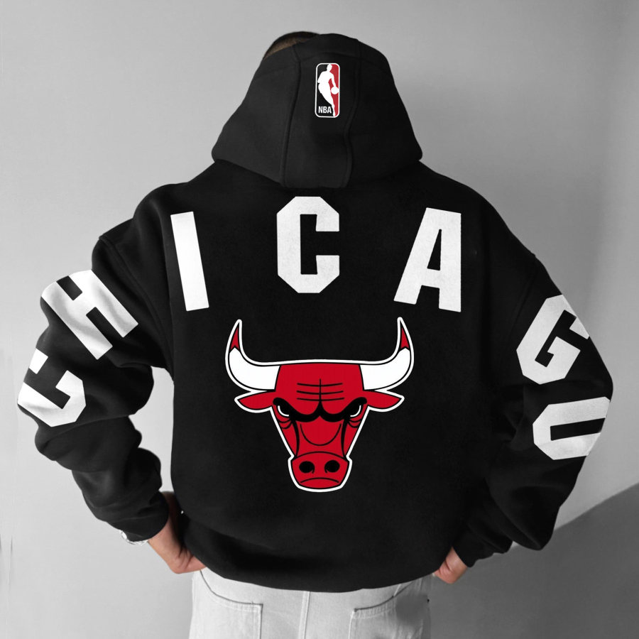 

Oversized Street Style Basketball Print Hoodie Chicago Bulls Hoodie
