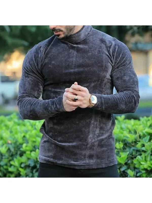 Men's Warm Velvet Slim Fit Casual Long Sleeve T-shirt - Anrider.com 