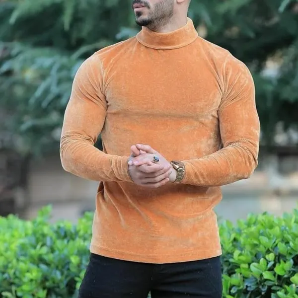 Men's Warm Velvet Slim Fit Basic Long Sleeve T-Shirt - Keymimi.com 