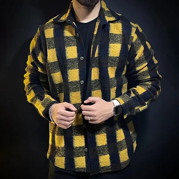 Corduroy Long Sleeve Plaid Casual Jacket - Sunhopebloom.com 