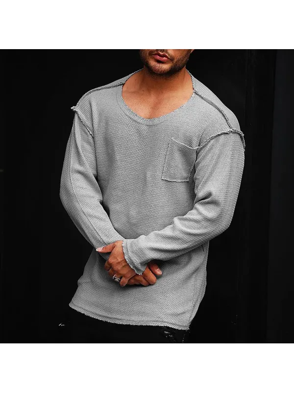 Men's Plain Classic Casual Long-sleeved T-shirt - Anrider.com 