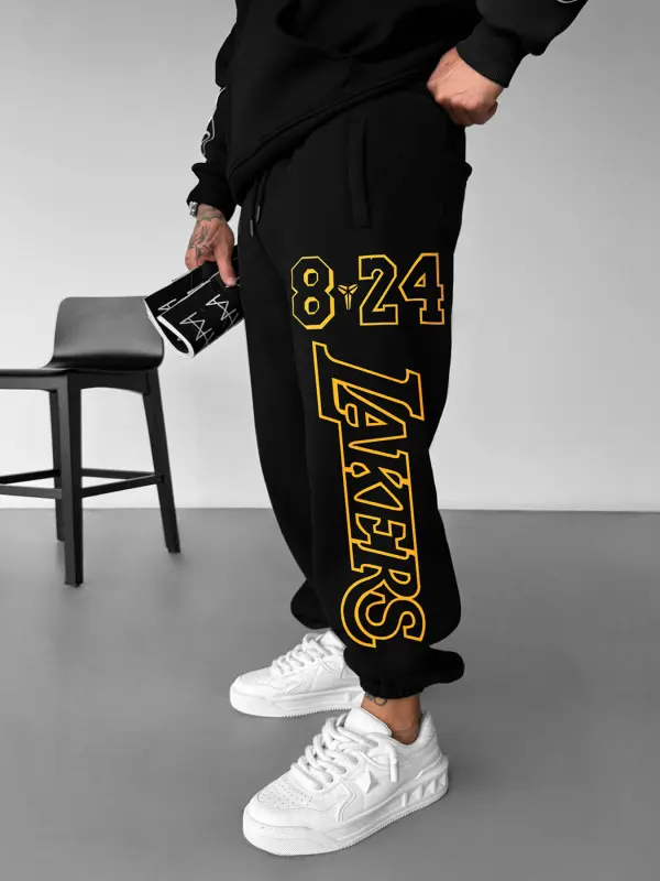 Men's Oversized Street Style Basketball Print Sweatpants Number 24 Sweatpants 