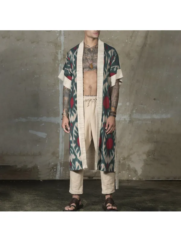 Men's Linen Bohemian Tribal Kimono - Anrider.com 