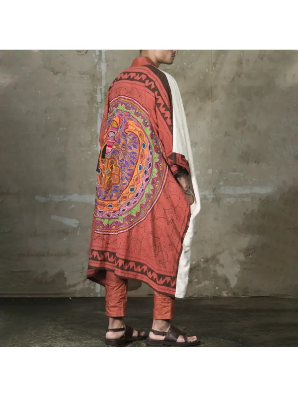 Men's Holiday Linen Boho Style Kimono - Ootdmw.com 