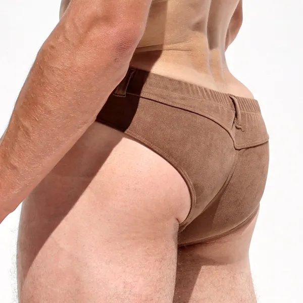 Men's Cheeky Cut Velor Swimwear Briefsexy Shorts - Spiretime.com 