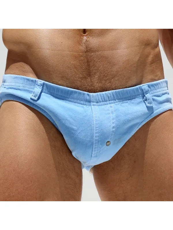 Men's Cheeky Cut Velor Swimwear Briefsexy Shorts - Spiretime.com 