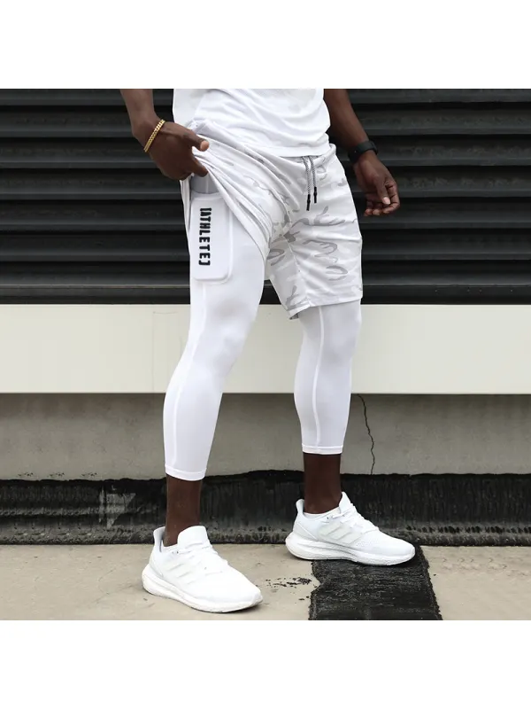Men's Letter Print Outdoor Fitness Leggings - Ootdmw.com 
