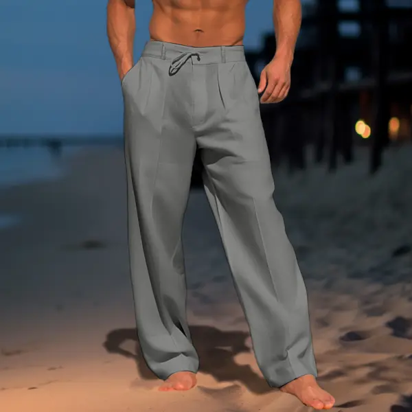 Pantalon En Lin Pour Hommes, Vacances à La Plage - Spiretime.com 