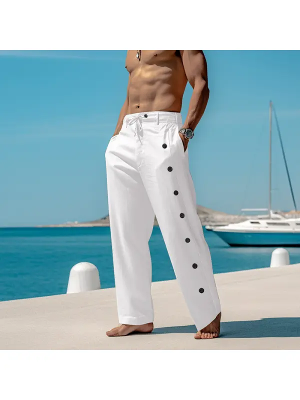 Men's Beach Holiday Linen Casual Pants - Ootdmw.com 