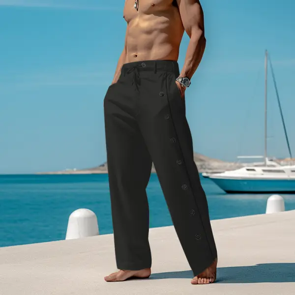 Men's Beach Holiday Linen Casual Pants - Fineyoyo.com 