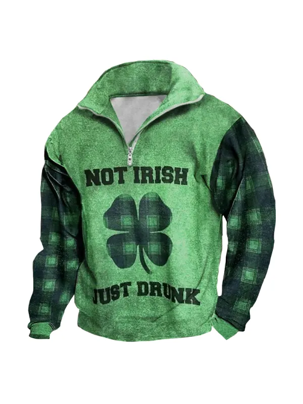 Men's St. Patrick's Day Lucky Print Long Sleeve Sweatshirt - Ootdmw.com 