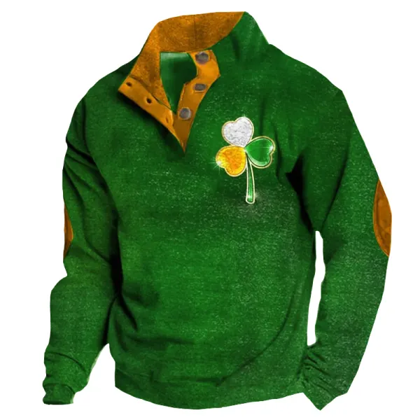 Men's St. Patrick's Day Lucky Print Long Sleeve Sweatshirt - Dozenlive.com 