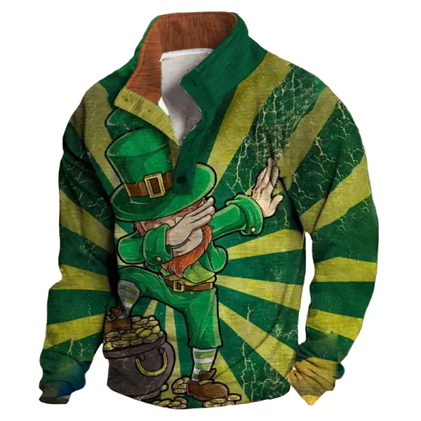 St. Patrick's Day Lucky Print Long Sleeve Sweatshirt - Dozenlive.com 