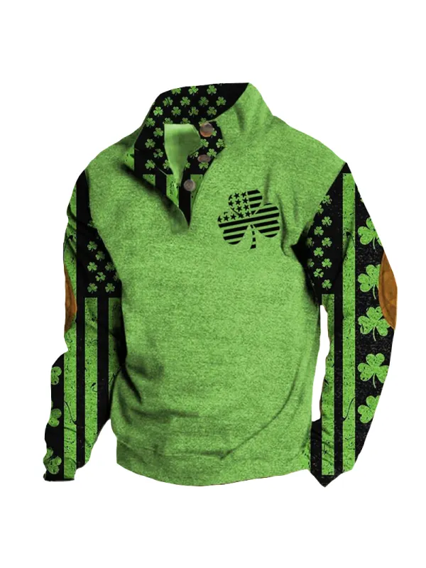 St. Patrick's Day Lucky Print Long Sleeve Sweatshirt - Anrider.com 