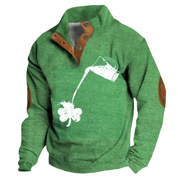 Men's St. Patrick's Day Lucky Print Long Sleeve Sweatshirt - Dozenlive.com 