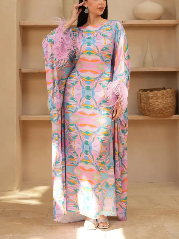 Stylish Ramadan Printed Kaftan Dress - Anrider.com 