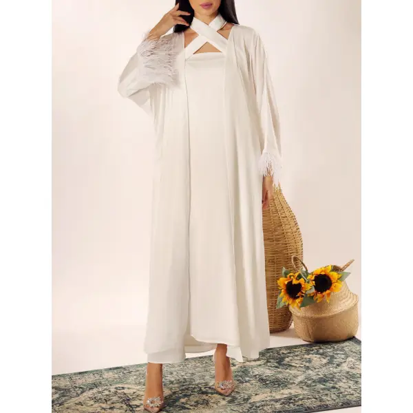Stylish High-End Ramadan Two-Piece Abaya Dress - Spiretime.com 