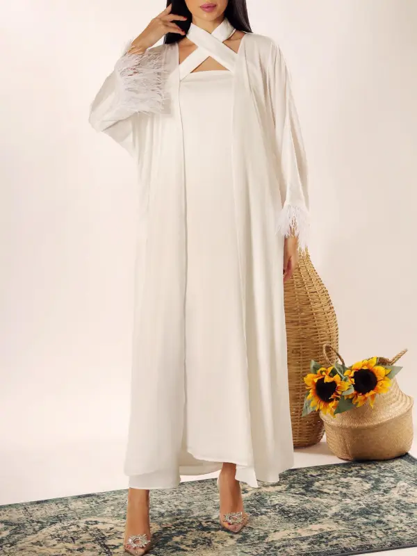 Stylish High-End Ramadan Two-Piece Abaya Dress - Anrider.com 