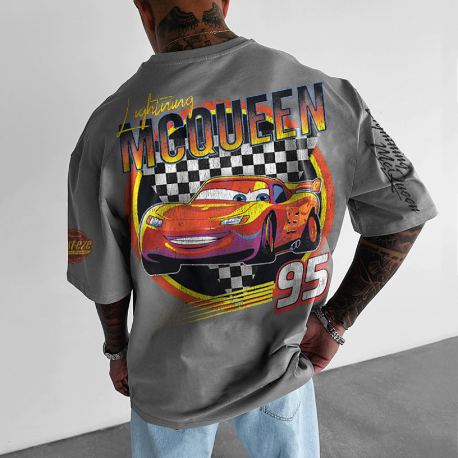 

Retro Racing Cartoon Printed T-shirt