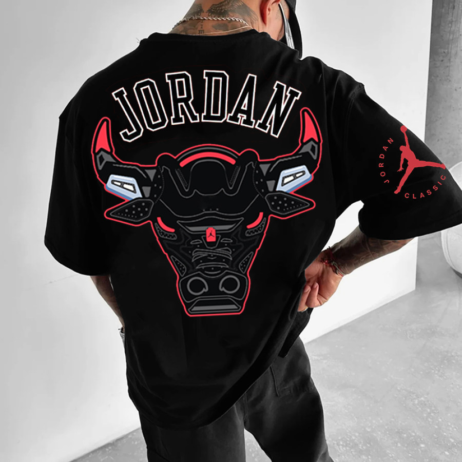 

Men's Letter Ox Print Loose T-shirt