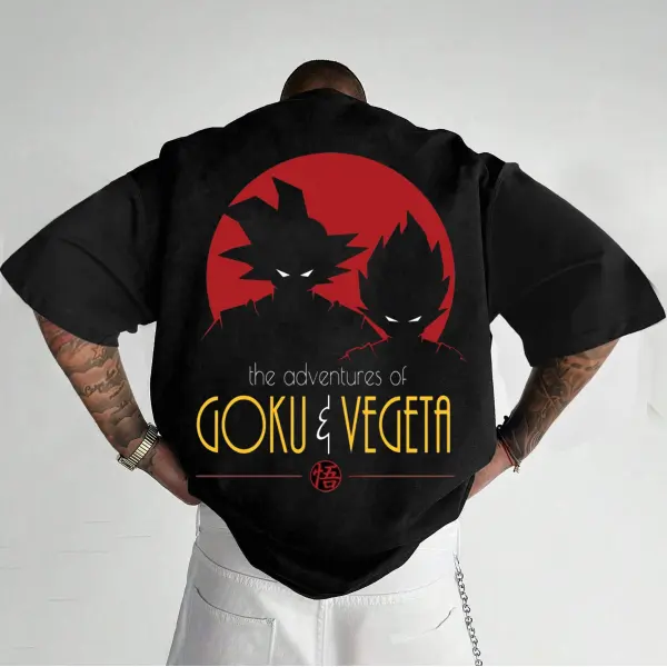 Unisex Oversized DB Goku & Vegeta Anime Print T-shirt - Yiyistories.com 