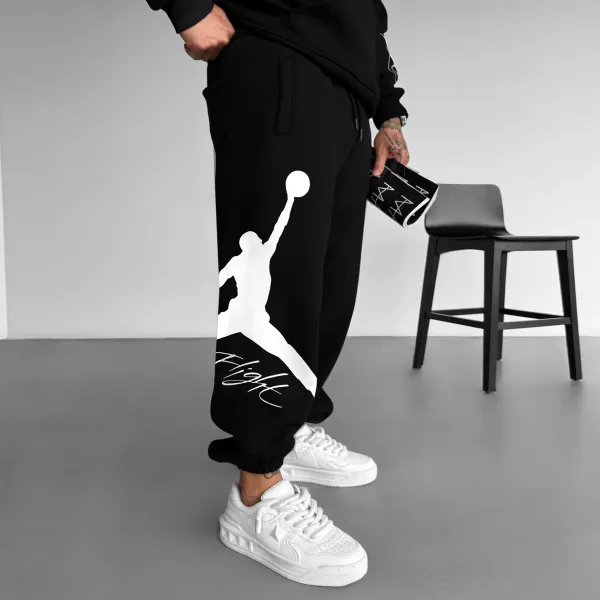 Men's Street Style Basketball Print Sweatpants - Elementnice.com 