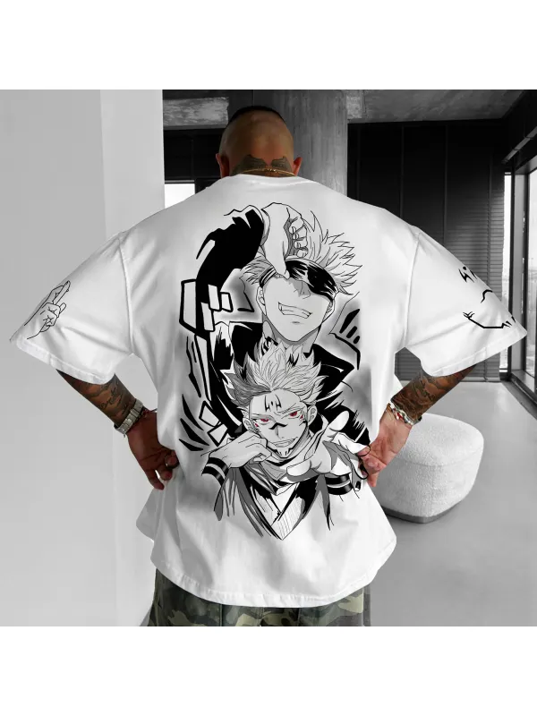 OUnisex Casual Anime Print T-shirt Jujutsu Kaisen T-shirt - Spiretime.com 