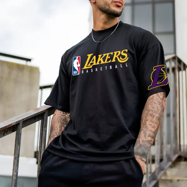 Men's Lakers Graphic Print T-Shirt - Ootdyouth.com 