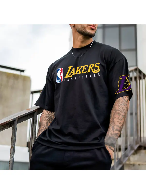 Men's Lakers Graphic Print T-Shirt - Ootdmw.com 