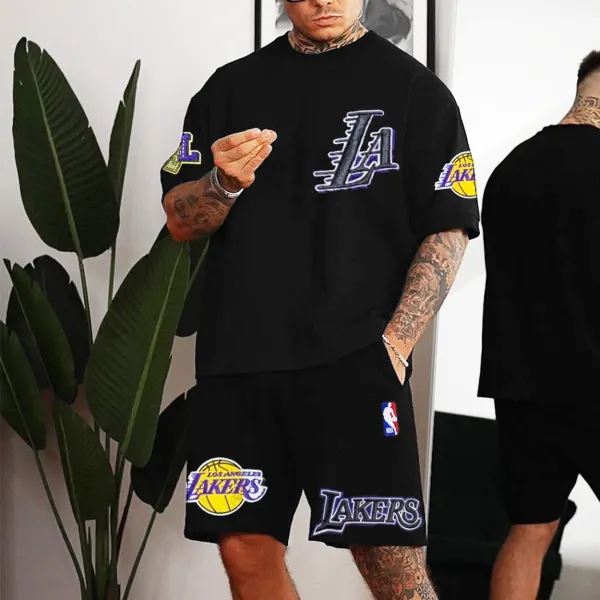 Men's Los Angeles Basketball Print Casual Sports Shorts Suit - Trisunshine.com 