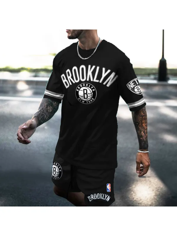 Men's Brooklyn Basketball Recreational Sports Shorts Suit - Spiretime.com 