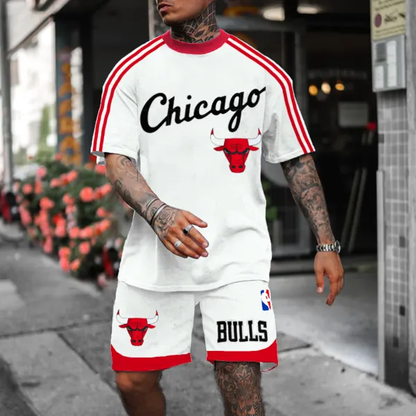 Men's Chicago Basketball Jersey Casual Sports Shorts Suit - Trisunshine.com 