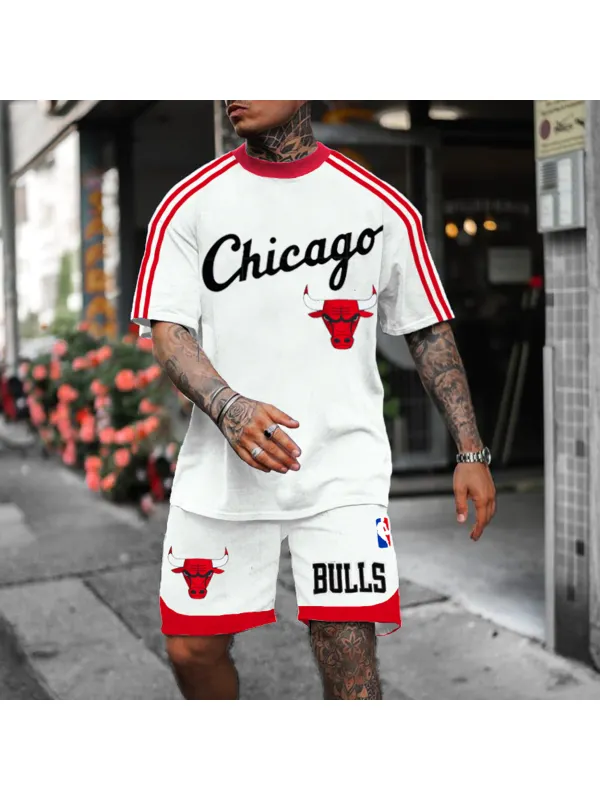 Men's Chicago Basketball Jersey Casual Sports Shorts Suit - Spiretime.com 