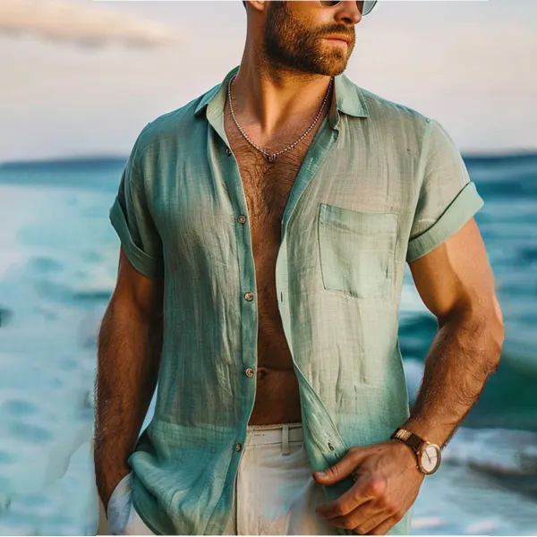 Men's Holiday Minimalist Linen Shirt - Localziv.com 