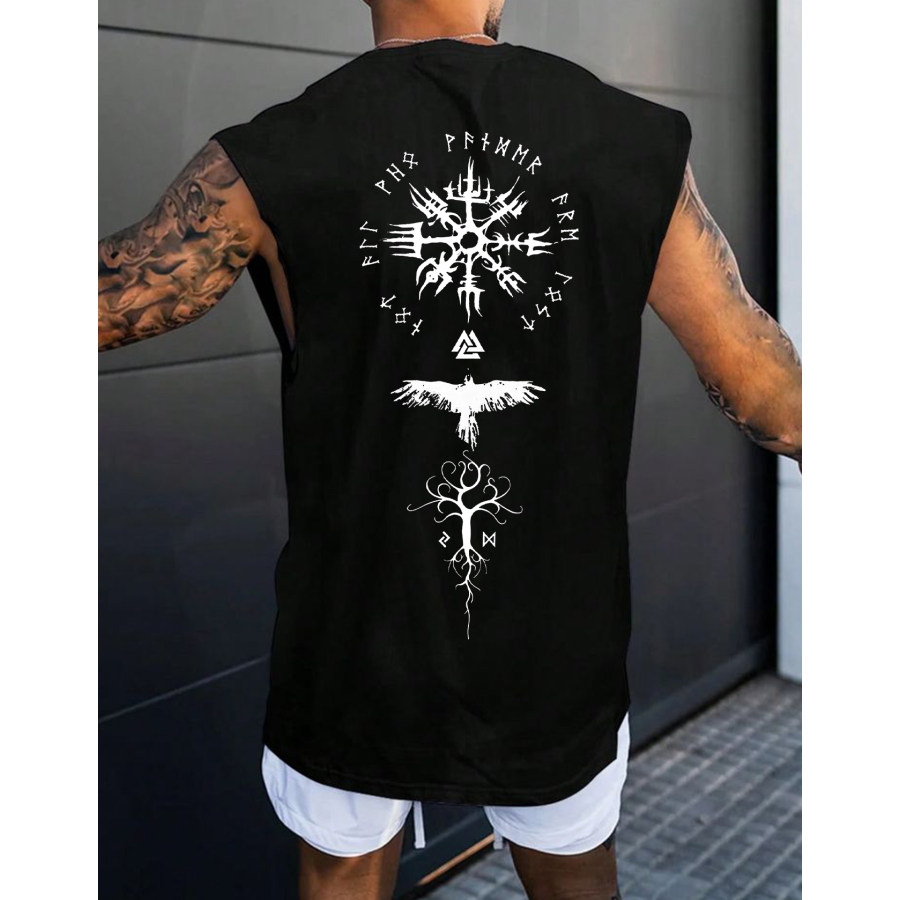 

Viking Print Sleeveless T-shirt Vest