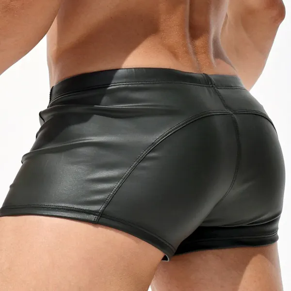 Men's Stretch Faux Leather Shorts - Ootdyouth.com 