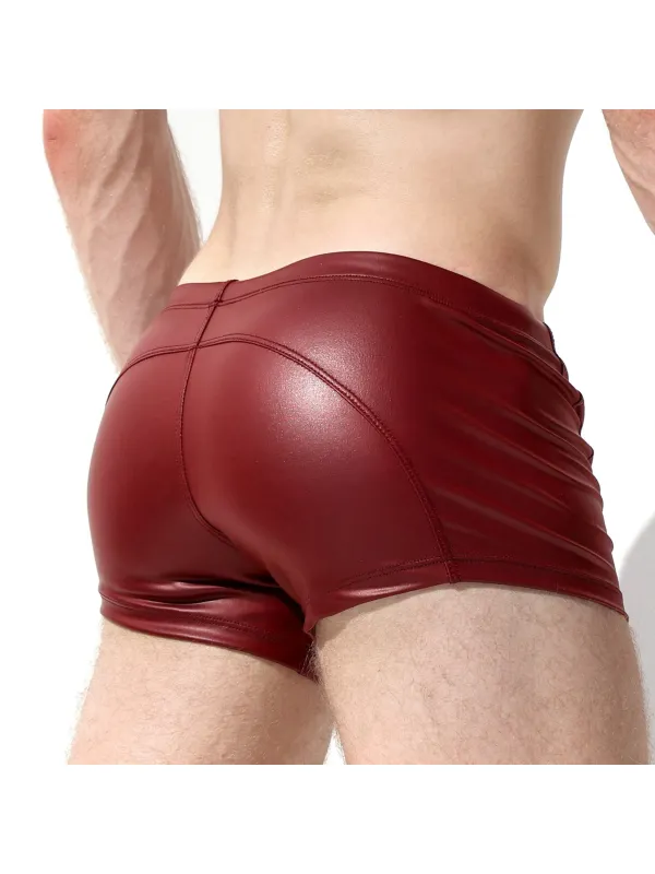 Men's Stretch Faux Leather Shorts - Spiretime.com 