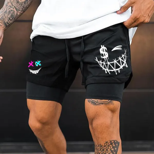 Casual Sports Fitness Double Layer Shorts - Dozenlive.com 