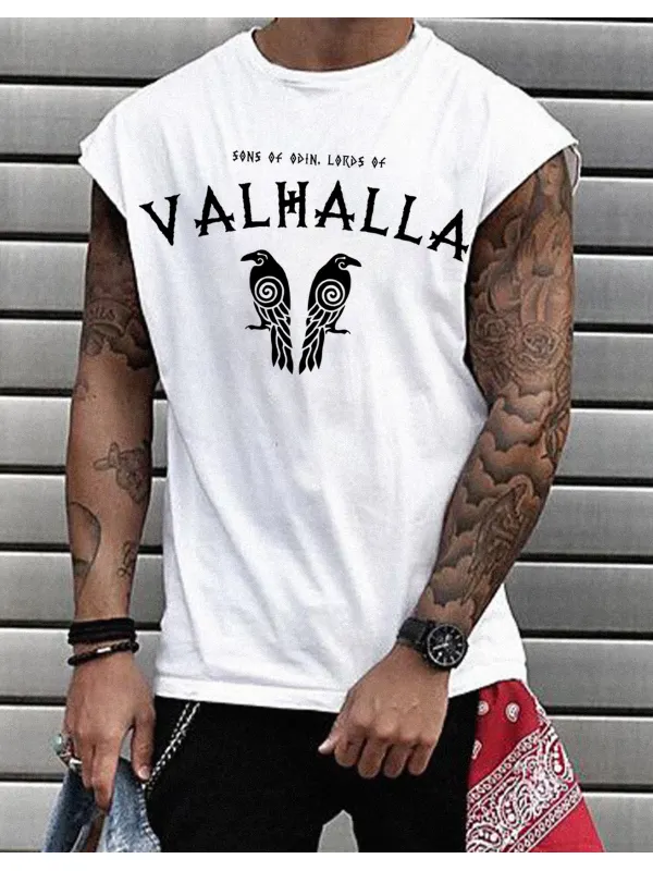 Viking Valhalla Printed Sleeveless T-shirt Vest - Timetomy.com 