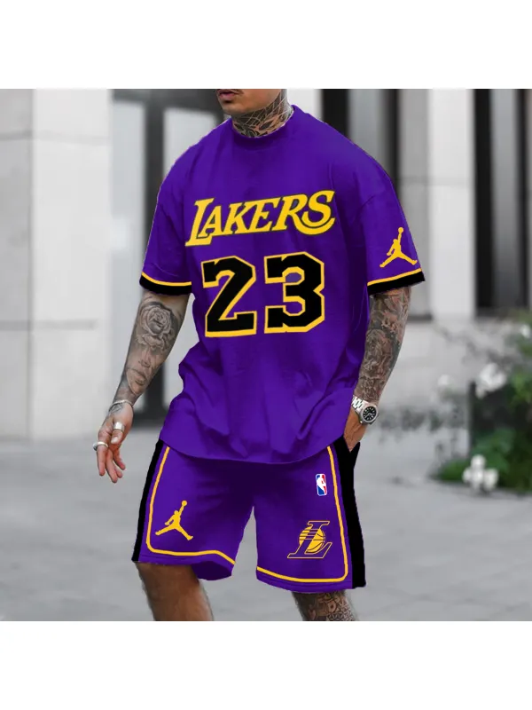 Men's Los Angeles Angels Basketball Printed Jersey Sports Shorts Suit - Spiretime.com 