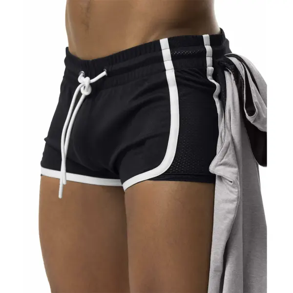 Men's Corseted Black Short Sweatpants - Spiretime.com 